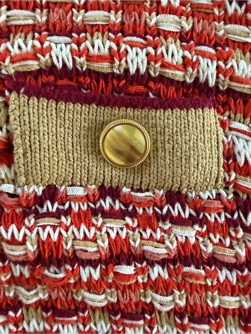 Ann Taylor Red & Cream Tweed-Style Button Cardigan - Picture 4 of 5